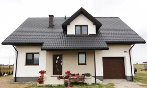 Jakie kolory elewacji do czarnego dachu i brązowych okien wybrać?