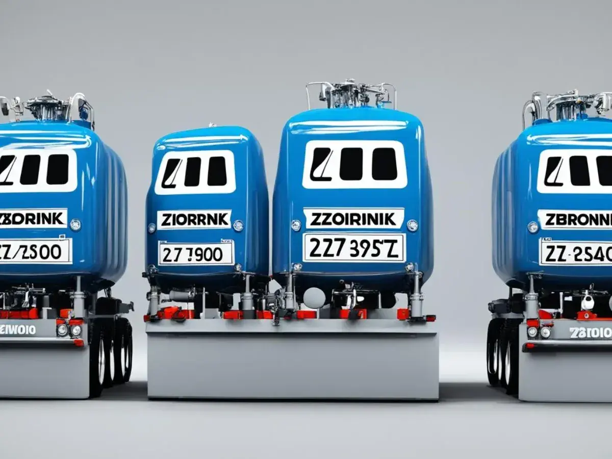 Błękitne cysterny. Jedna z nich ma oznaczenie ZZ/2500, co sugeruje, że zbiornik na gaz 2700 na ile wystarcza, zależy od jego pojemności.