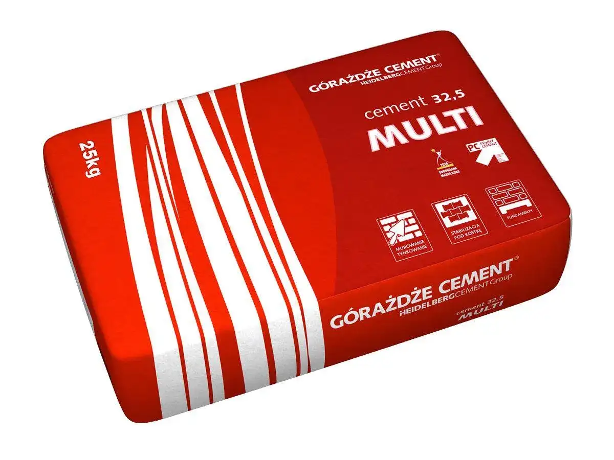 Worek cementu Górażdże MULTI 32,5 25kg. Zastanawiasz się, ile kosztuje worek cementu? Ten produkt nadaje się do murowania, tynkowania, stabilizacji pod kostkę i fundamentów.